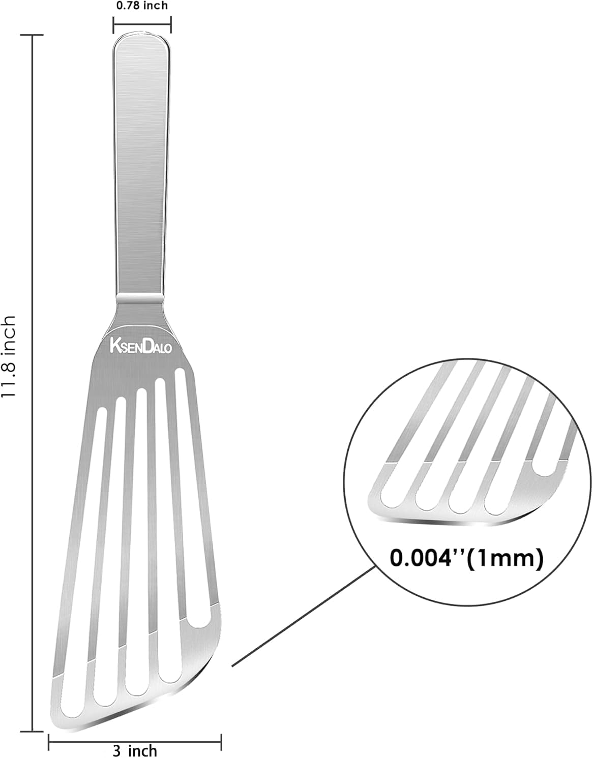 1 Thin Flexible & Sturdy Fish Spatula Stainless Steel for Kitchen Cooking Use Fish Spatula Egg Flipper BBQ Flipper Stainless Steel Blade Thin Flexible, Welded Middle, Dishwasher Safe -Silver