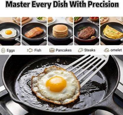 1 Thin Flexible & Sturdy Fish Spatula Stainless Steel for Kitchen Cooking Use Fish Spatula Egg Flipper BBQ Flipper Stainless Steel Blade Thin Flexible, Welded Middle, Dishwasher Safe -Silver