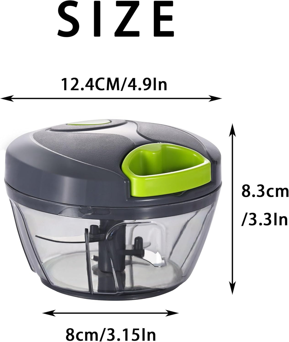 Manual Food Processor Vegetable Chopper, Portable Hand Pull String Garlic Mincer Onion Cutter for Veggies, Ginger, Fruits, Nuts, Herbs, etc., 500ml, Grey