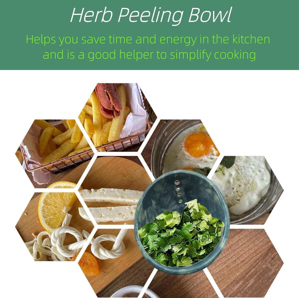 Pottery Herb Stripper Bowl – 4-Slot Herb Stripper for Kale, Herbs & Broccoli | Dishwasher-Safe, Ergonomic Design | Fast Leaf Removal, Space-Saving for Kitchens & RVs(Blue)