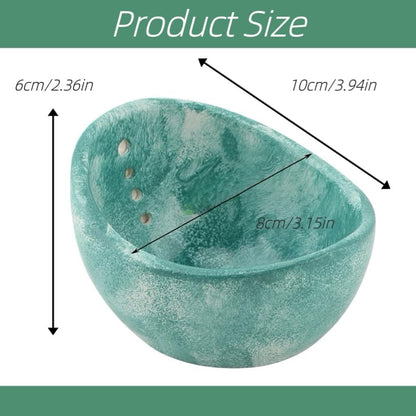 Pottery Herb Stripper Bowl – 4-Slot Herb Stripper for Kale, Herbs & Broccoli | Dishwasher-Safe, Ergonomic Design | Fast Leaf Removal, Space-Saving for Kitchens & RVs(Blue)