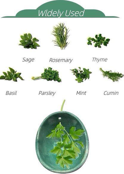 Pottery Herb Stripper Bowl – 4-Slot Herb Stripper for Kale, Herbs & Broccoli | Dishwasher-Safe, Ergonomic Design | Fast Leaf Removal, Space-Saving for Kitchens & RVs(Blue)
