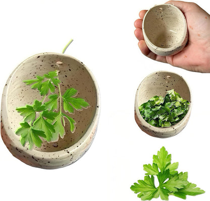 Pottery Herb Stripper Bowl – 4-Slot Herb Stripper for Kale, Herbs & Broccoli | Dishwasher-Safe, Ergonomic Design | Fast Leaf Removal, Space-Saving for Kitchens & RVs(Blue)