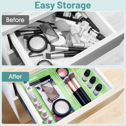 25 PCS Clear Plastic Drawer Organizer Set, 4 Sizes Desk Drawer Divider Organizers and Storage Bins for Makeup, Jewelry, Gadgets for Kitchen, Bedroom, Bathroom, Office