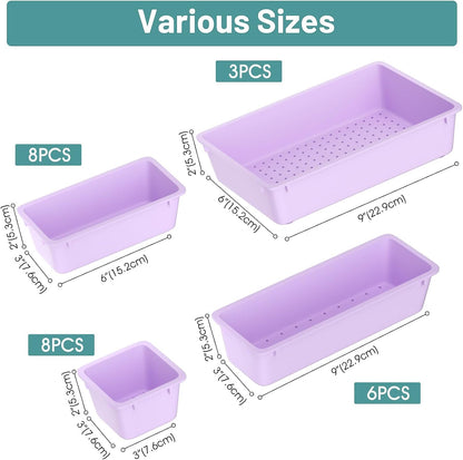 25 PCS Clear Plastic Drawer Organizer Set, 4 Sizes Desk Drawer Divider Organizers and Storage Bins for Makeup, Jewelry, Gadgets for Kitchen, Bedroom, Bathroom, Office