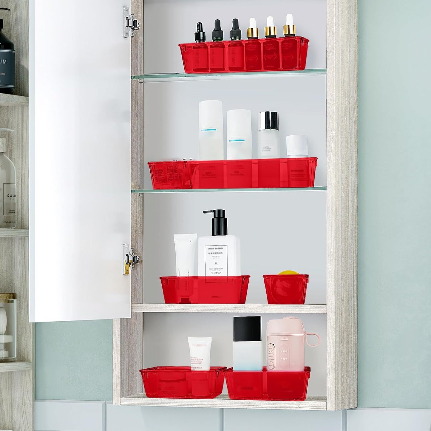 25 PCS Clear Plastic Drawer Organizer Set, 4 Sizes Desk Drawer Divider Organizers and Storage Bins for Makeup, Jewelry, Gadgets for Kitchen, Bedroom, Bathroom, Office