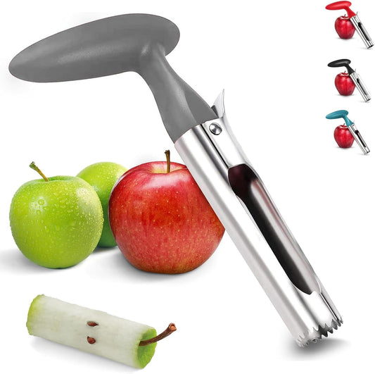 Premium Apple Corer Tool - Easy to Use & Clean, Ultra Sharp, Sturdy Ergonomic Handle - Durable Corer Remover for Baking & More (Gray)