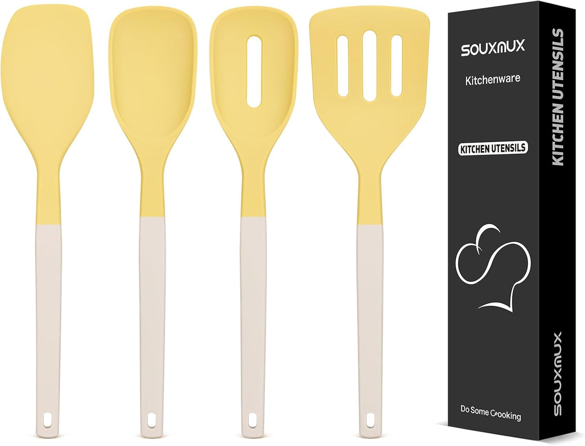 4-Pack Silicone Spatula Set, 600°F Heat Resistant, Ergonomic Grip