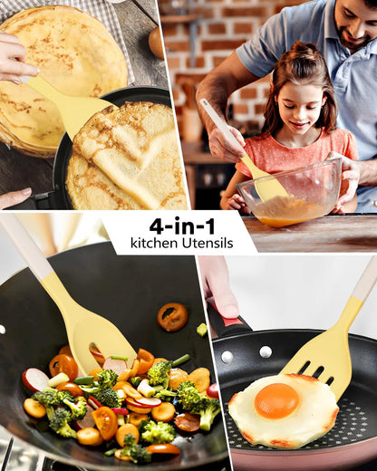 4-Pack Silicone Spatula Set, 600°F Heat Resistant, Ergonomic Grip
