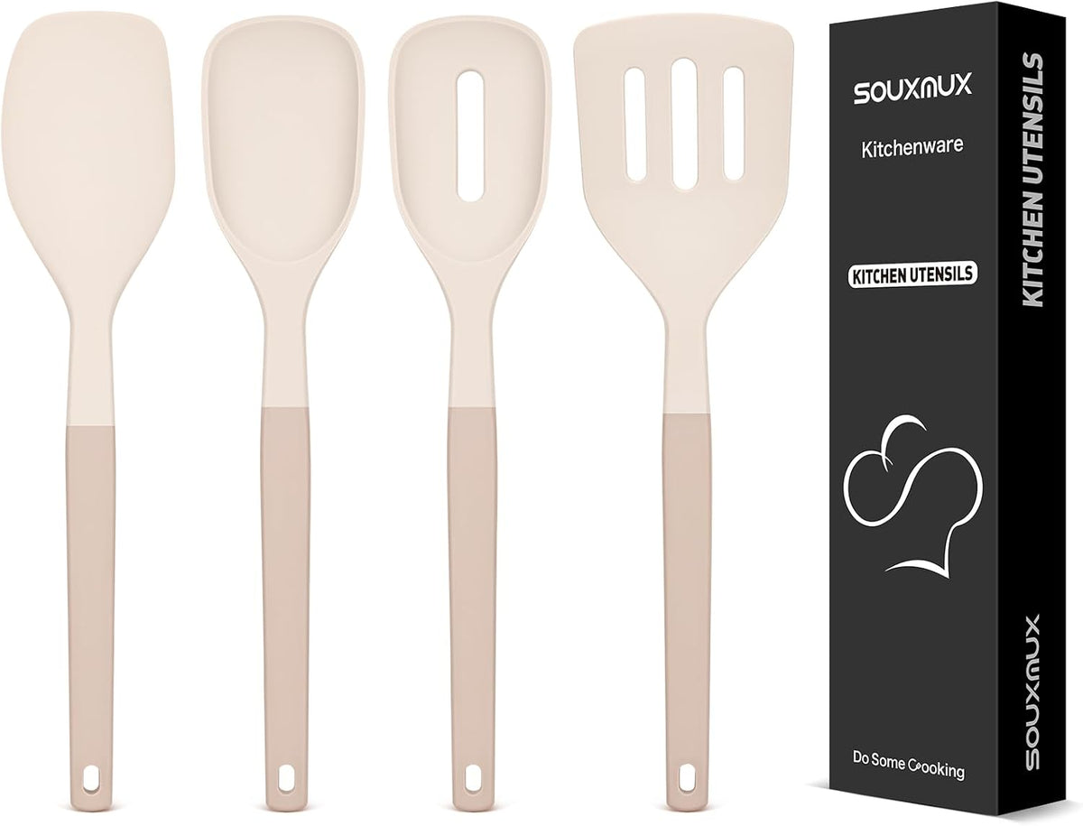 4-Pack Silicone Spatula Set, 600°F Heat Resistant, Ergonomic Grip