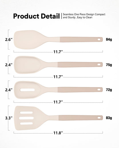 4-Pack Silicone Spatula Set, 600°F Heat Resistant, Ergonomic Grip