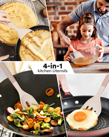 4-Pack Silicone Spatula Set, 600°F Heat Resistant, Ergonomic Grip