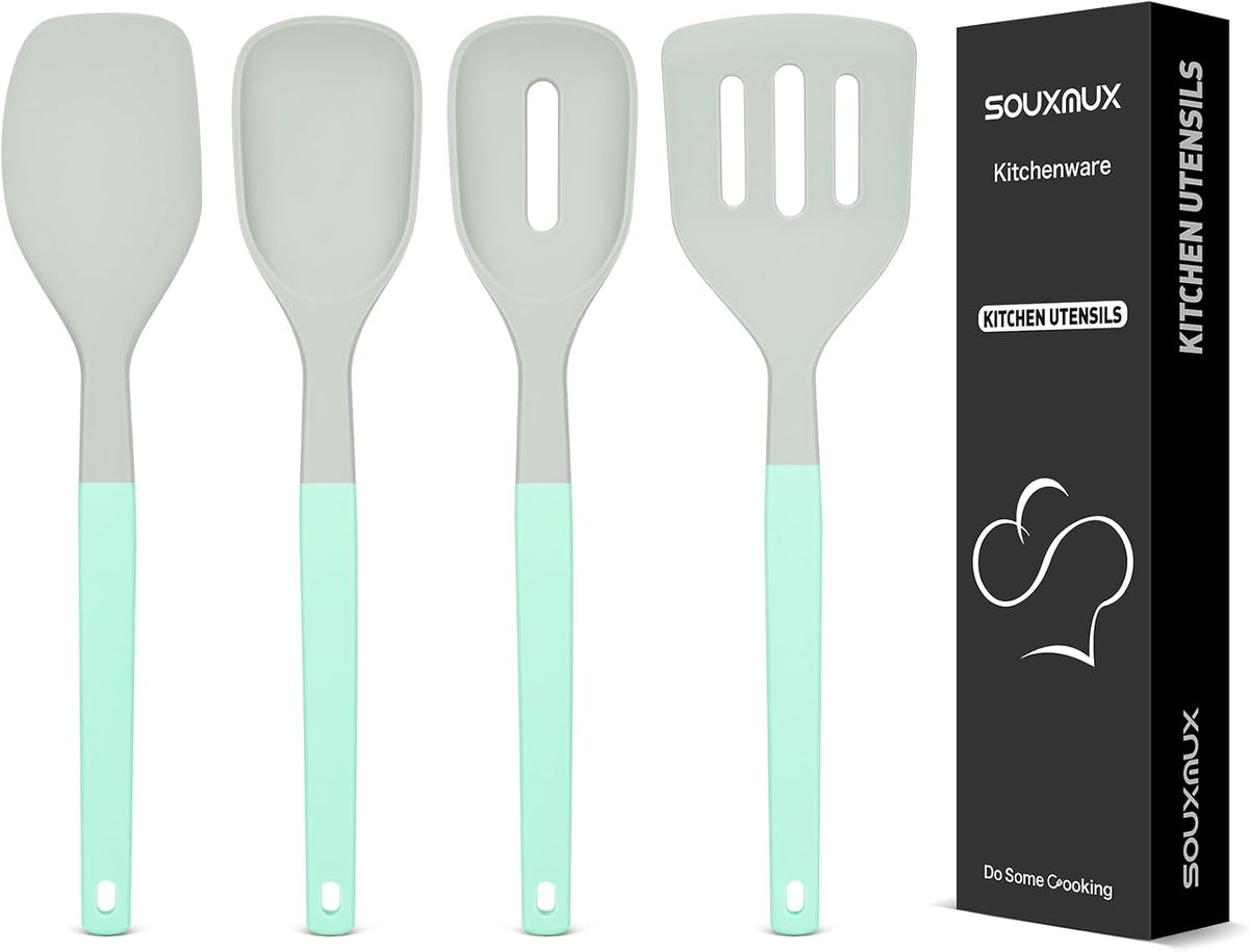 4-Pack Silicone Spatula Set, 600°F Heat Resistant, Ergonomic Grip