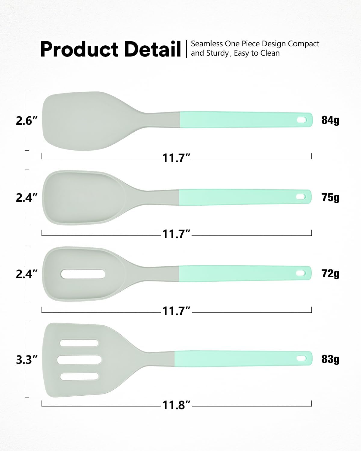 4-Pack Silicone Spatula Set, 600°F Heat Resistant, Ergonomic Grip