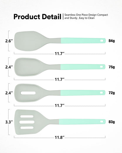 4-Pack Silicone Spatula Set, 600°F Heat Resistant, Ergonomic Grip