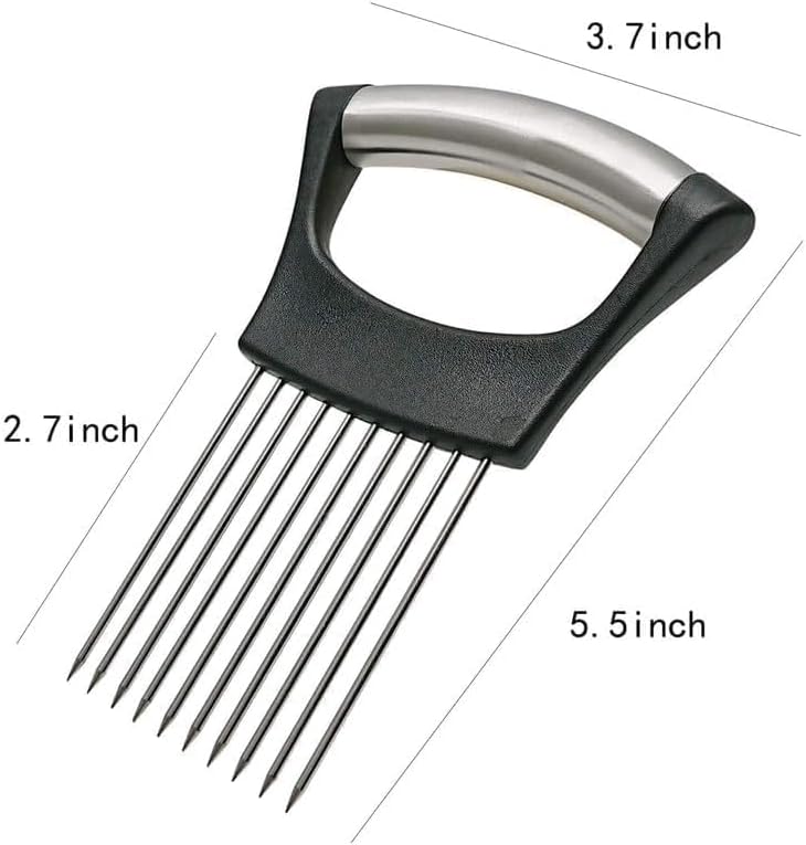 Onion Holder for Slicing, Stainless Steel Onion Slice Holder Lemon Slicer Cutter for Slicing, Multi-Use Vegetable Chopper for Onions Tomatoes Avocados Potato Meat Lemon, Food Slicing Assistant