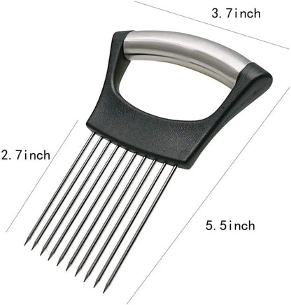 Onion Holder for Slicing, Stainless Steel Onion Slice Holder Lemon Slicer Cutter for Slicing, Multi-Use Vegetable Chopper for Onions Tomatoes Avocados Potato Meat Lemon, Food Slicing Assistant