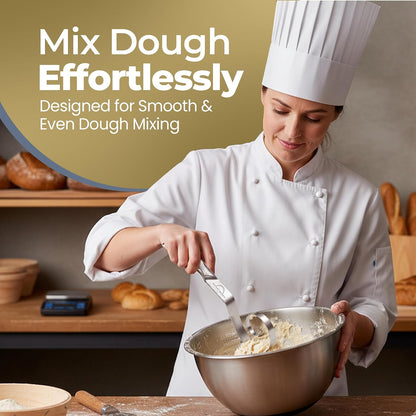 Seamless Dough Whisk, Stainless Steel Danish Dough Wisk, 9" Bread Whisk for Sourdough, Cookies, Pizza, Pastry, Dishwasher Safe Dough Hook