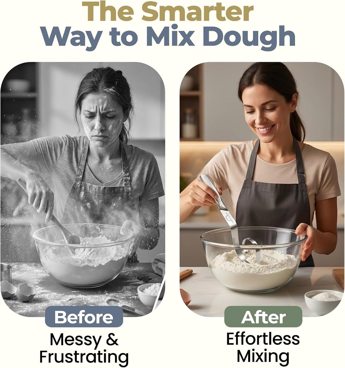 Seamless Dough Whisk, Stainless Steel Danish Dough Wisk, 9" Bread Whisk for Sourdough, Cookies, Pizza, Pastry, Dishwasher Safe Dough Hook
