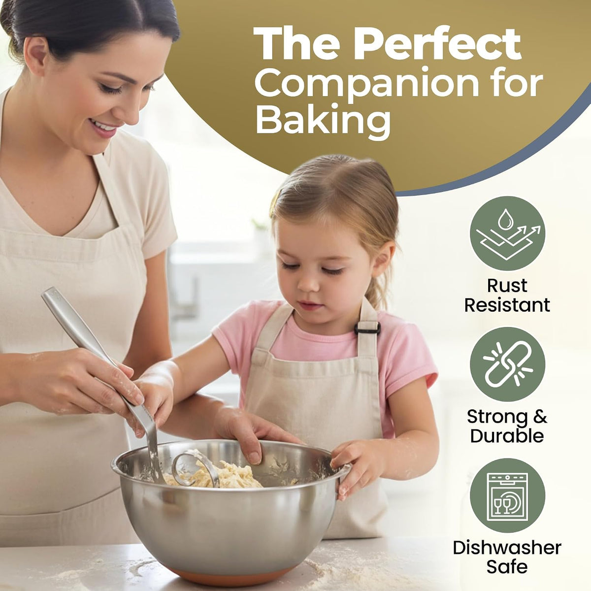 Seamless Dough Whisk, Stainless Steel Danish Dough Wisk, 9" Bread Whisk for Sourdough, Cookies, Pizza, Pastry, Dishwasher Safe Dough Hook