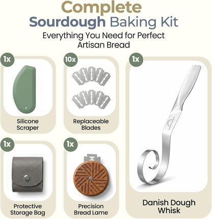Seamless Dough Whisk, Stainless Steel Danish Dough Wisk, 9" Bread Whisk for Sourdough, Cookies, Pizza, Pastry, Dishwasher Safe Dough Hook