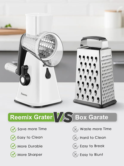 Rotary Cheese Grater with Handle, Vegetable Cheese Grater