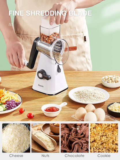 Rotary Cheese Grater with Handle, Vegetable Cheese Grater