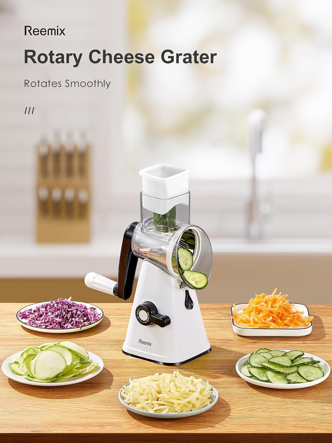 Rotary Cheese Grater with Handle, Vegetable Cheese Grater