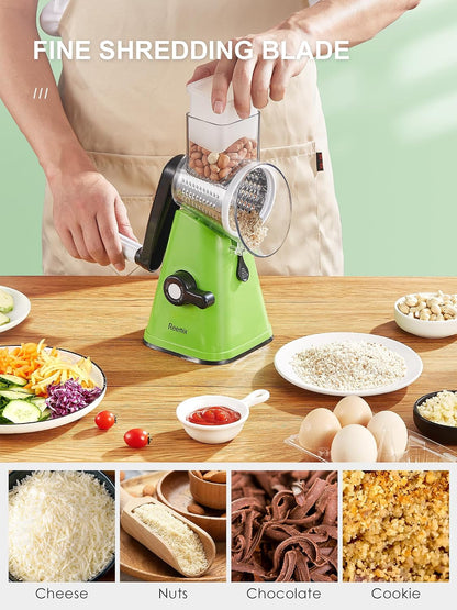 Rotary Cheese Grater with Handle, Vegetable Cheese Grater