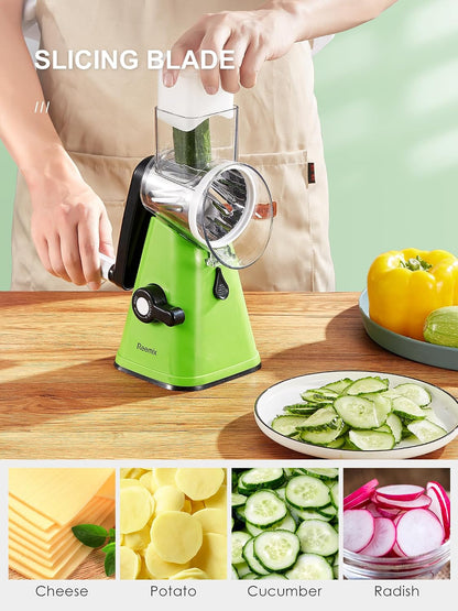 Rotary Cheese Grater with Handle, Vegetable Cheese Grater