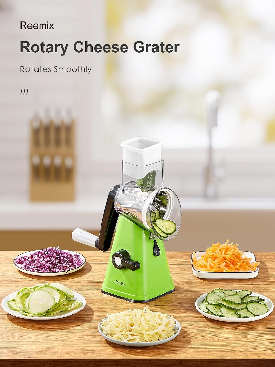 Rotary Cheese Grater with Handle, Vegetable Cheese Grater