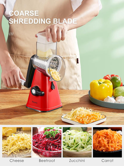 Rotary Cheese Grater with Handle, Vegetable Cheese Grater