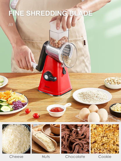 Rotary Cheese Grater with Handle, Vegetable Cheese Grater