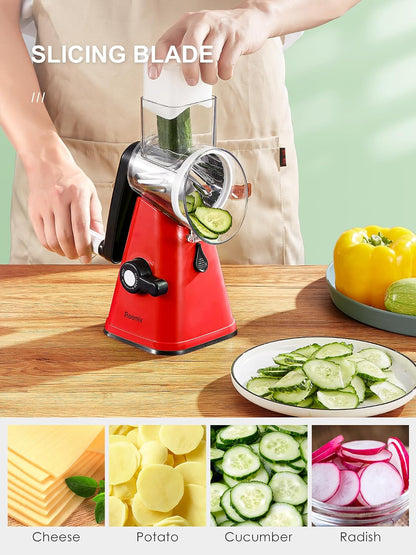 Rotary Cheese Grater with Handle, Vegetable Cheese Grater