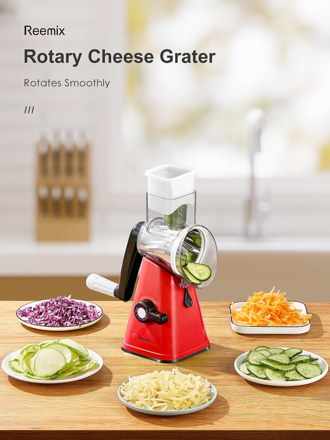 Rotary Cheese Grater with Handle, Vegetable Cheese Grater