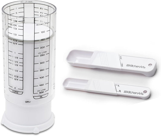 Adjustable Measuring Tool Set, Includes Adjustable Teaspoon, Tablespoon, and 2 Cup Measuring Cup