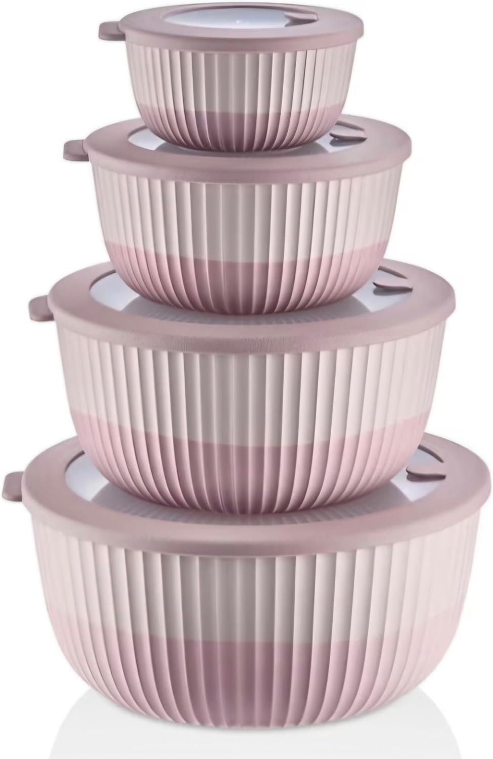 Dora Plastic Mixing Bowls with Lids, 8-Piece Airtight Leak-Proof Nesting BPA-Free Prep Bowl Set for Kitchen & Food Storage, Large 4200ml Capacity, Microwave & Dishwasher Safe(Black)