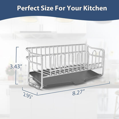 304 Stainless Steel Sponge Holder for Kitchen Sink(8.27x2.95x3.43) | Compact Sink Caddy with 4 Non-Slip Silicone Pads, Easy to Clean Rustproof 304 Steel, Kitchen Essentials, No-Tools Design