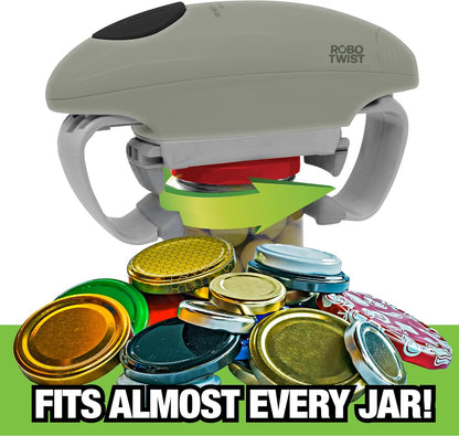 Electric Jar Opener for Weak Hands - Robotwist Higher Torque Automatic Bottle & Lid Opener for Seniors with Arthritis, Hands-Free Battery Operated, Fits 1.2-3.5" Jars, Deluxe Model, Sage Green