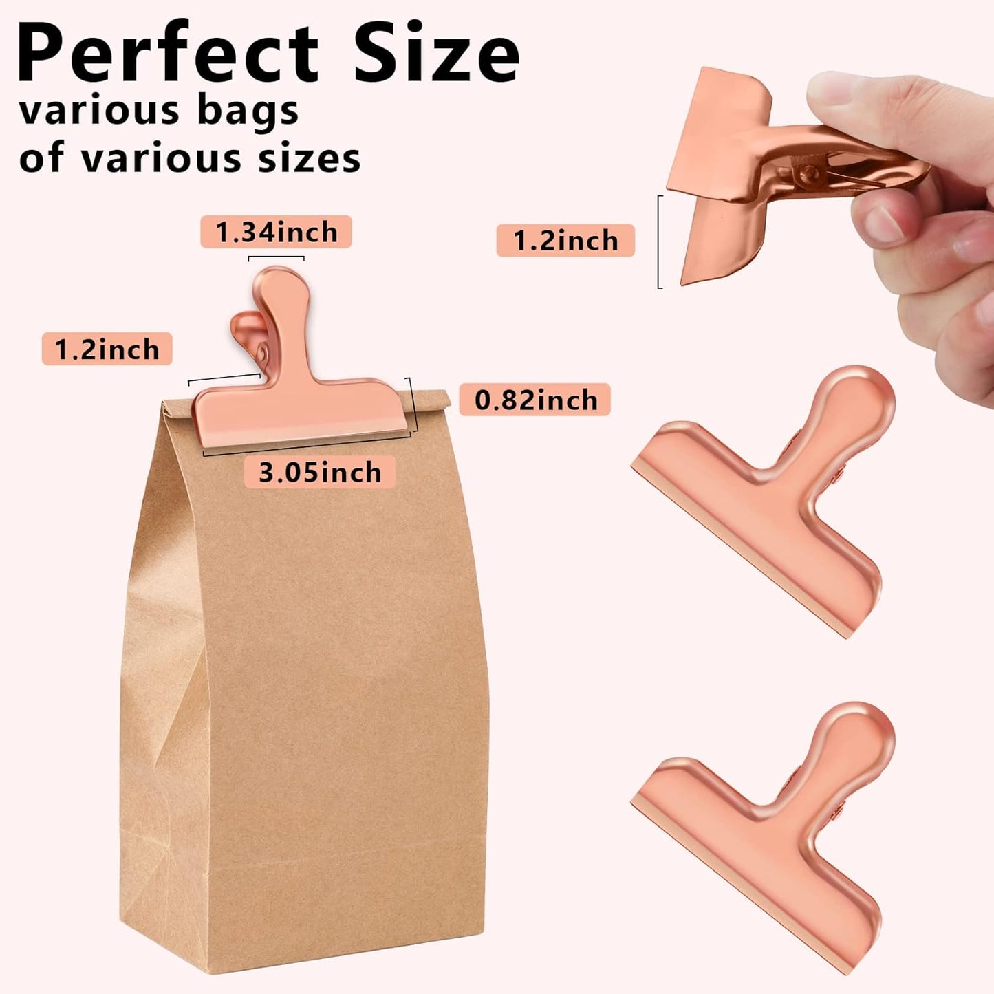 8 Pack Chip Clips, Black Bag Clips for Home Pantry Use | Food Bag Clips for Food and Other Packages, Clothes Pins Chips, Snack, Kitchen, Refrigerator, Garden, Sewing, Fabric