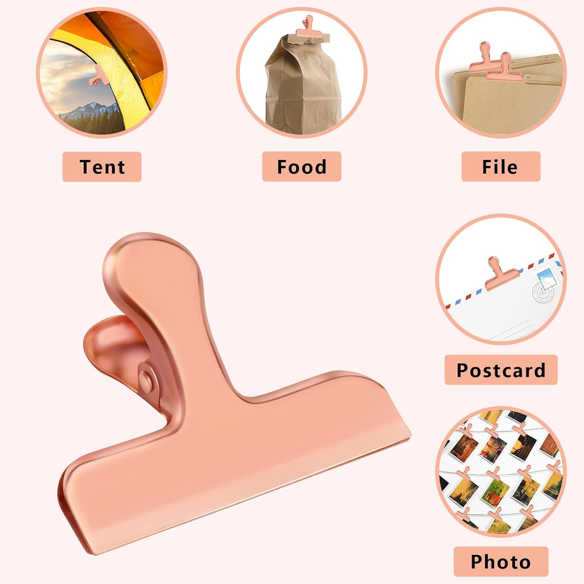 8 Pack Chip Clips, Black Bag Clips for Home Pantry Use | Food Bag Clips for Food and Other Packages, Clothes Pins Chips, Snack, Kitchen, Refrigerator, Garden, Sewing, Fabric