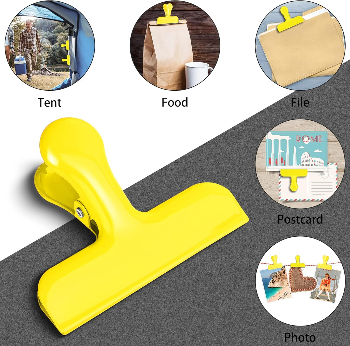 8 Pack Chip Clips, Black Bag Clips for Home Pantry Use | Food Bag Clips for Food and Other Packages, Clothes Pins Chips, Snack, Kitchen, Refrigerator, Garden, Sewing, Fabric
