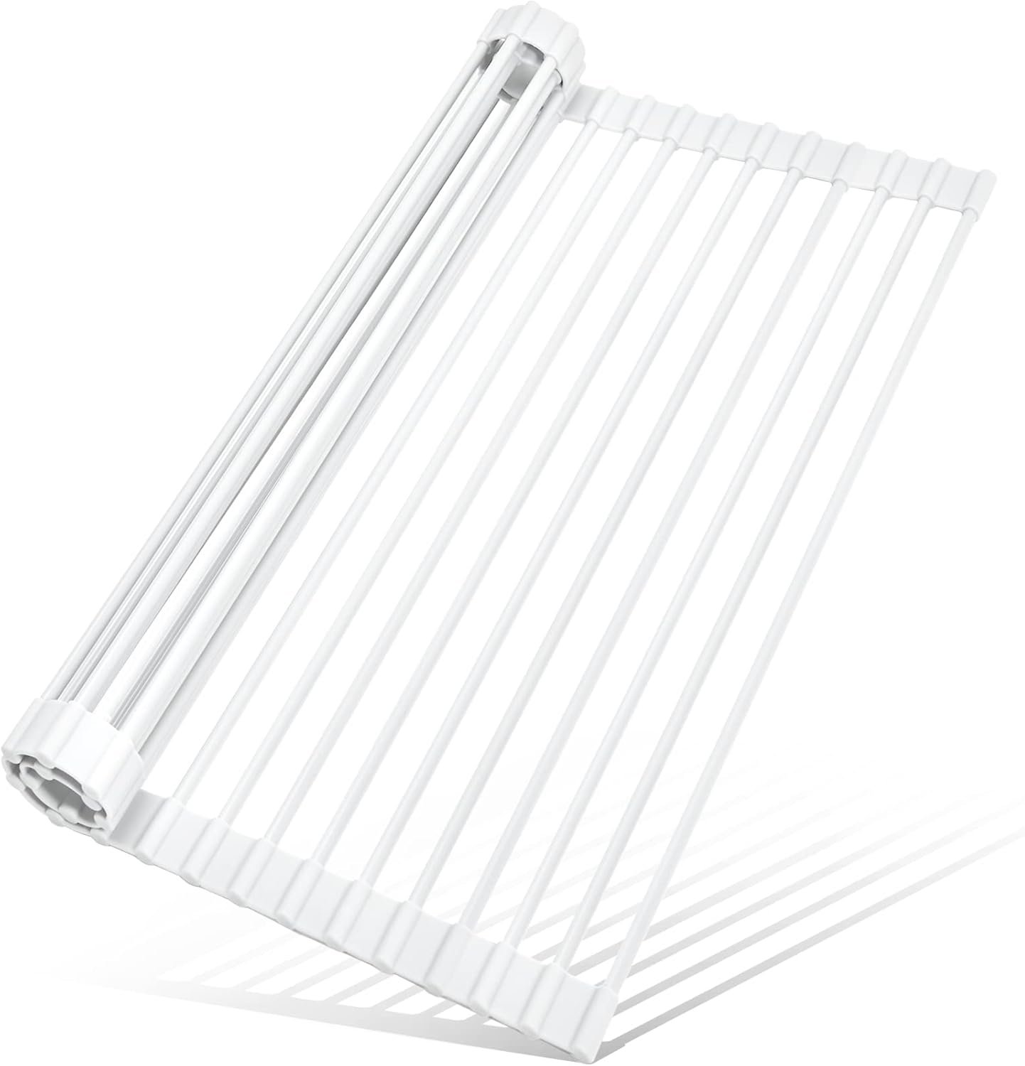 Roll Up Dish Drying Rack, Silicone Wrapped Over The Sink Dish Rack Foldable Dish Drainer Anti-Slip Dish Racks for Kitchen Counter, Multipurpose Kitchen Sink Drying Rack, 18" x 13", Black