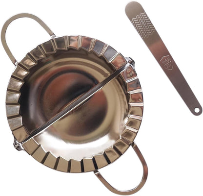 6 Inch Large Dumpling Maker, Stainless Steel Empanda Press Mold | Empanada Maker Mold with Stuffing Spoon, 2-in-1 Dough Cutter Pastry Tools for Ravioli, Pierogi, Pastelitos, Calzone, Turnover