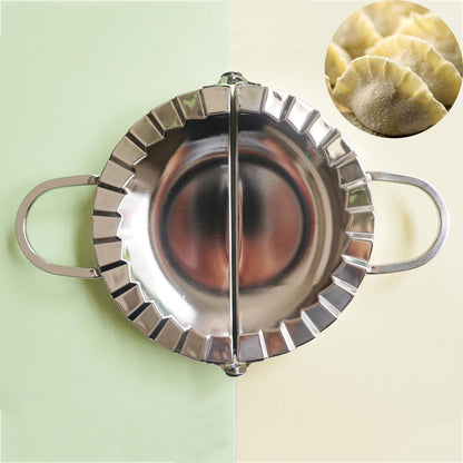 6 Inch Large Dumpling Maker, Stainless Steel Empanda Press Mold | Empanada Maker Mold with Stuffing Spoon, 2-in-1 Dough Cutter Pastry Tools for Ravioli, Pierogi, Pastelitos, Calzone, Turnover