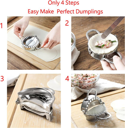 6 Inch Large Dumpling Maker, Stainless Steel Empanda Press Mold | Empanada Maker Mold with Stuffing Spoon, 2-in-1 Dough Cutter Pastry Tools for Ravioli, Pierogi, Pastelitos, Calzone, Turnover