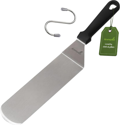Metal Spatula Stainless Steel and Scraper - Professional Chef Griddle Spatulas Set of 3 - Heavy Duty Accessories Great for Cast Iron BBQ Flat Top Grill Skillet Pan - Commercial Grade