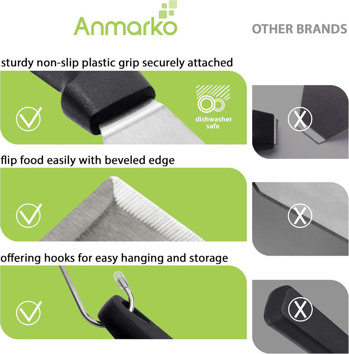 Metal Spatula Stainless Steel and Scraper - Professional Chef Griddle Spatulas Set of 3 - Heavy Duty Accessories Great for Cast Iron BBQ Flat Top Grill Skillet Pan - Commercial Grade