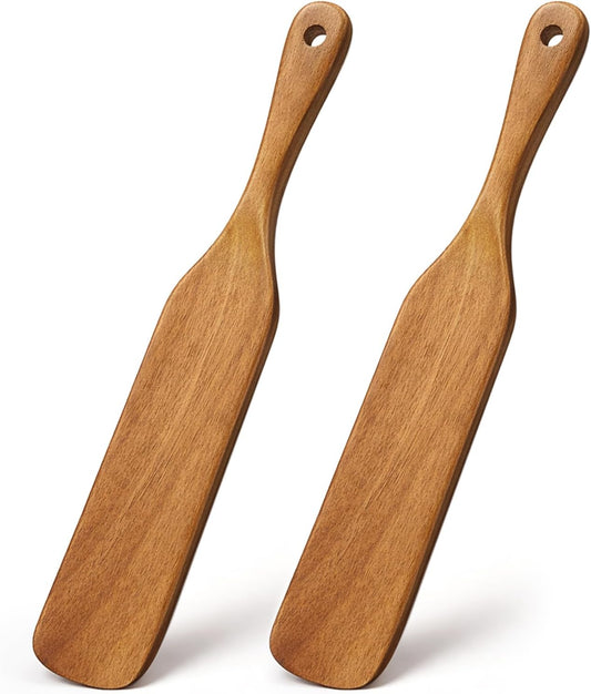 2 Pcs Wooden Spurtle for Sourdough Starter Acacia Wood Thin Spatula Scraper | Mixing Tool Sour Dough Whisk Mixer Warmer Bread Accessories Jar Spatula Sourdough Scraper Stirrer Skinny Spatula Spurtle
