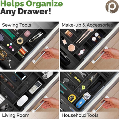 Silverware Organizer - Small Extra-Deep Wooden Kitchen Drawer Organizer Divider for Spoons, Forks, Knives & Cutleries - 5 Slots